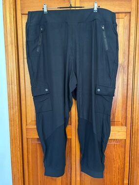 Phoenix Black Cargo Joggers Plus 3X NWT Zip Snap Pockets Soft Stretch Pants
